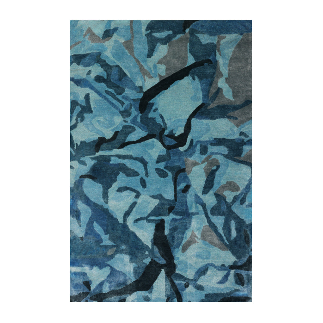 Reef Blue Bamboo Silk 4x6 feet Rectangle Rug - I MEAN DESIGN