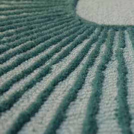 Synagogue Teal blue & Green Wool Bamboo Silk 5x8 feet Rectangle Rug - I MEAN DESIGN