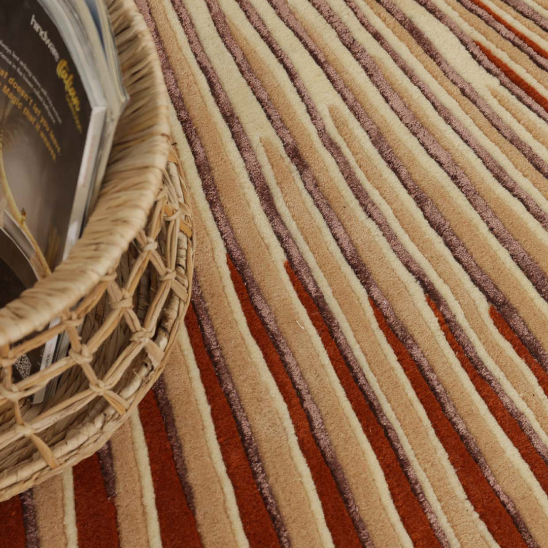 Scallop Brick Wool Bamboo Silk 6x6.4 feet Irregular Rug - I MEAN DESIGN