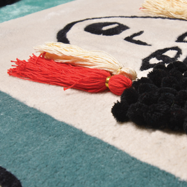 Face Rug Multicolour Wool Bamboo Silk 5.3x7.10 feet Rectangle Rug - I MEAN DESIGN