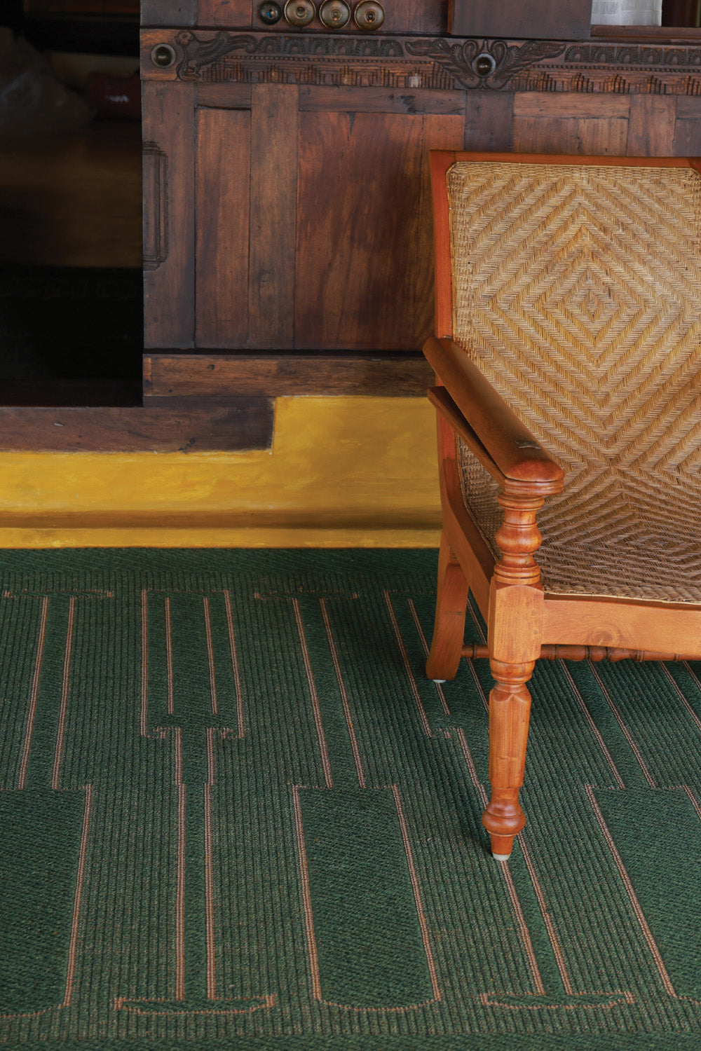 Pankayam Green & Gold Sisal 6x9 feet Rectangle Rug - I MEAN DESIGN