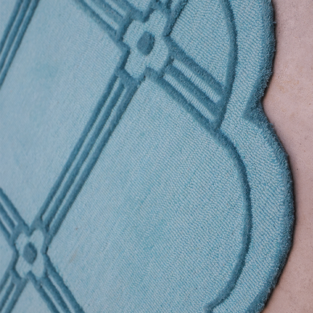 Jew Town Turquoise & Brown Wool Bamboo Silk 5x8 feet Rectangle Rug - I MEAN DESIGN