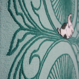 Synagogue Teal blue & Green Wool Bamboo Silk 5x8 feet Rectangle Rug - I MEAN DESIGN