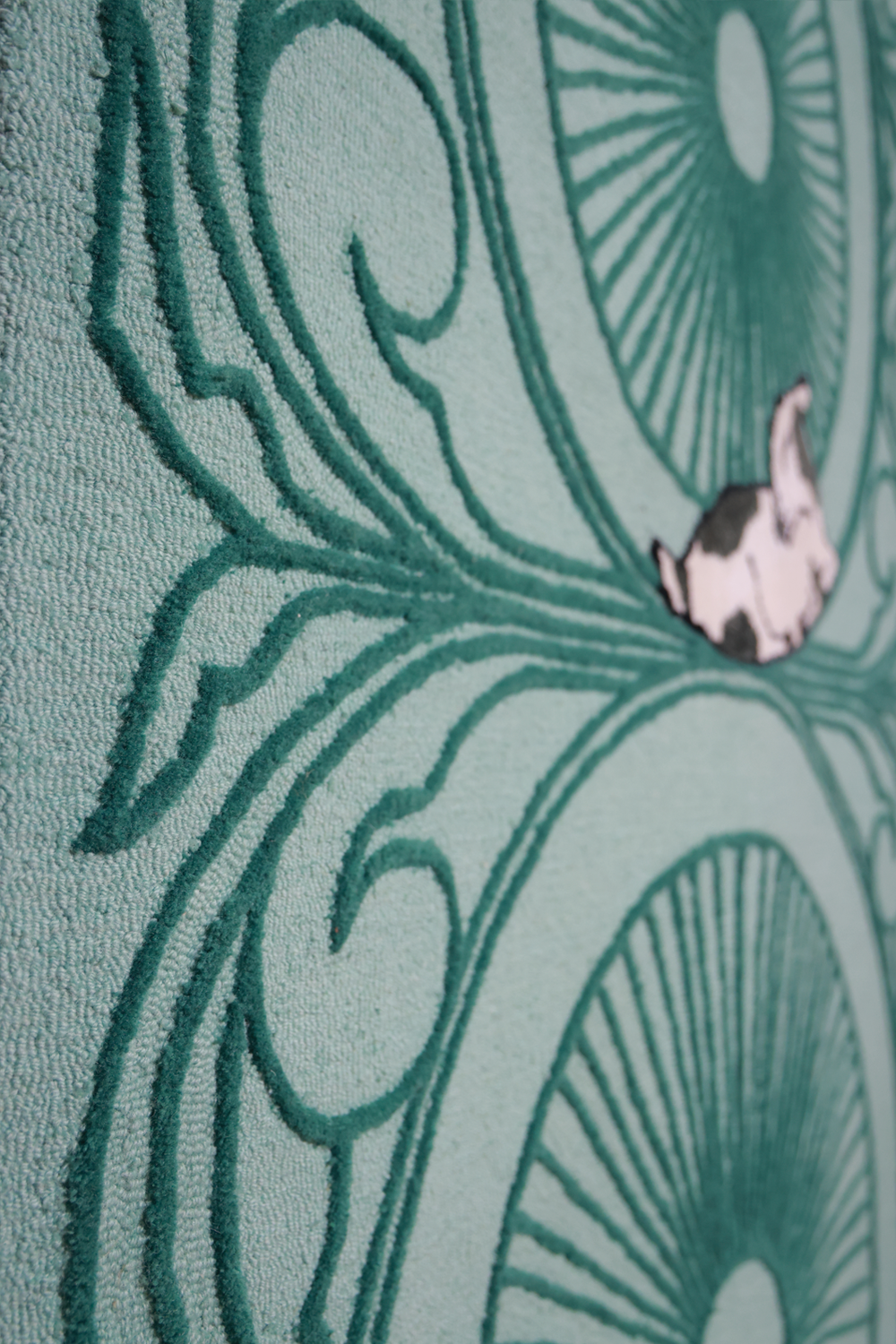 Synagogue Teal blue & Green Wool Bamboo Silk 5x8 feet Rectangle Rug - I MEAN DESIGN