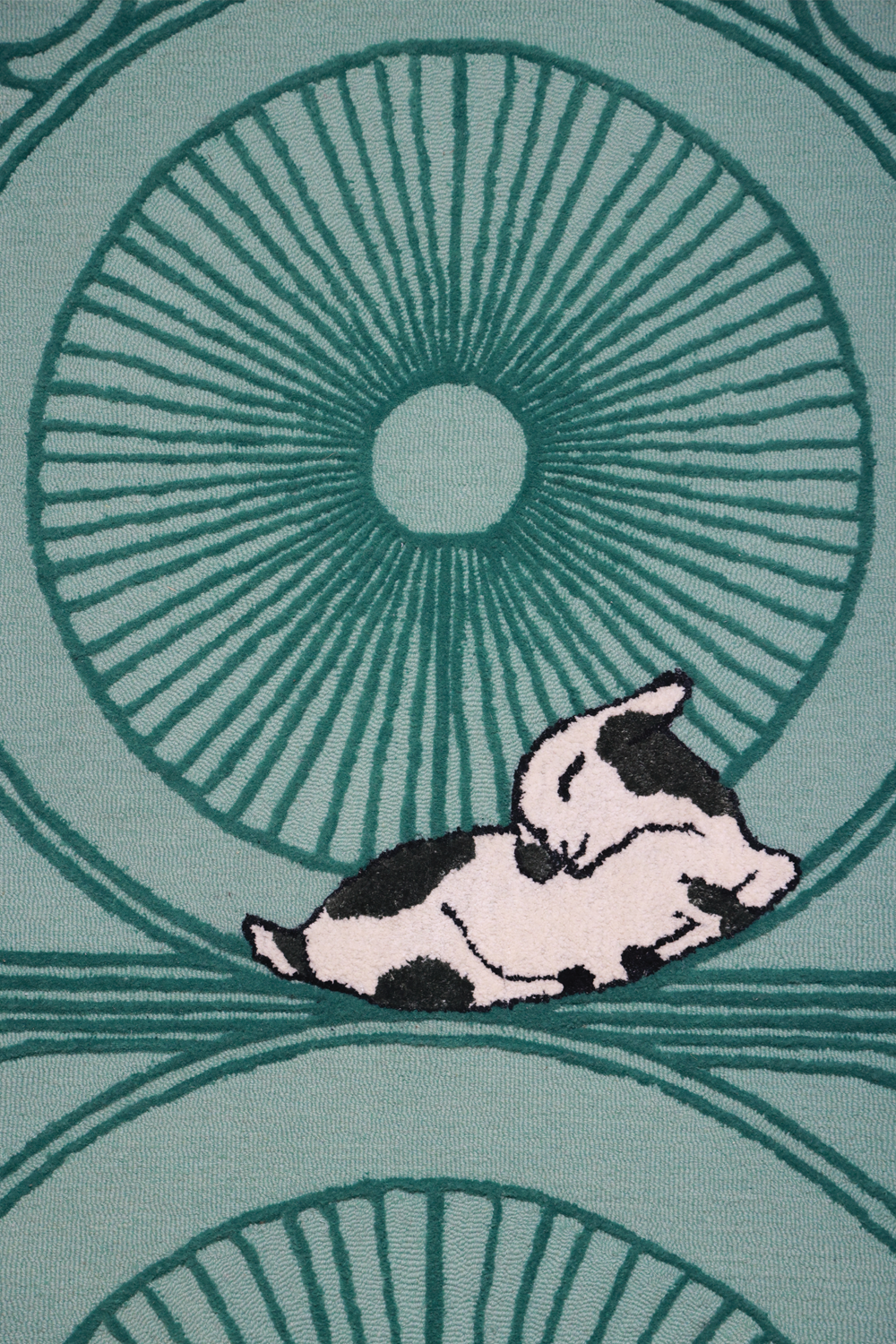 Synagogue Teal blue & Green Wool Bamboo Silk 5x8 feet Rectangle Rug - I MEAN DESIGN