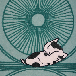 Synagogue Teal blue & Green Wool Bamboo Silk 5x8 feet Rectangle Rug - I MEAN DESIGN