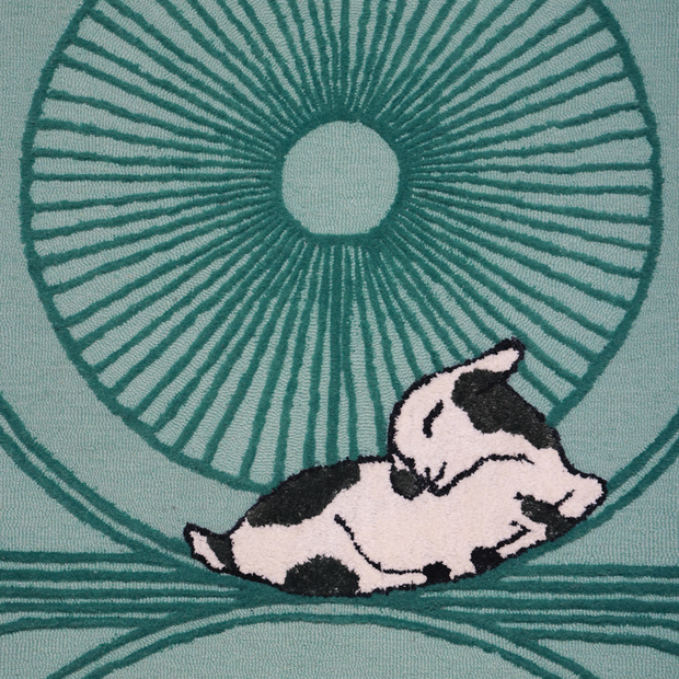 Synagogue Teal blue & Green Wool Bamboo Silk 5x8 feet Rectangle Rug - I MEAN DESIGN