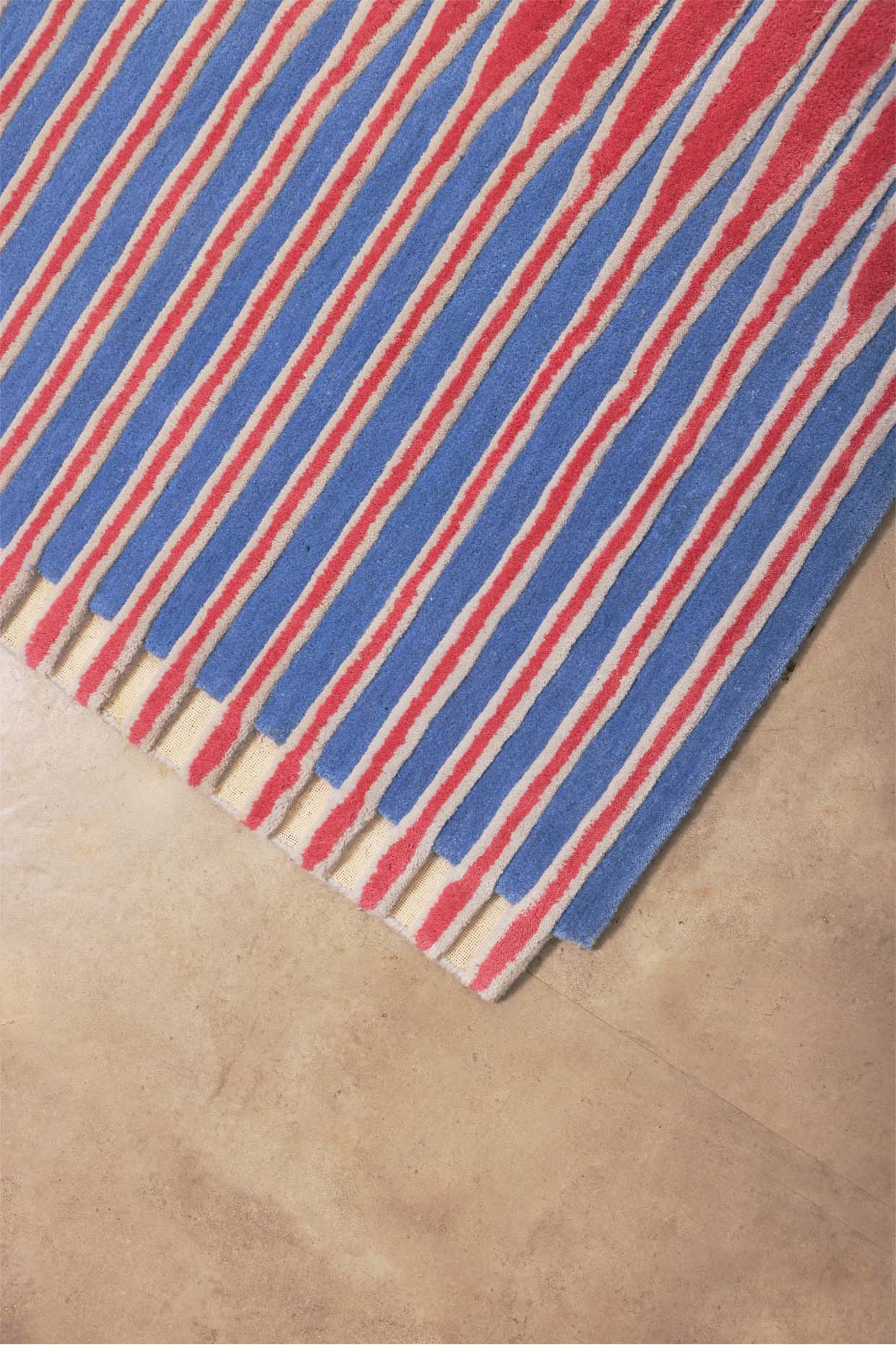 Shore Red & Blue Wool 4x8 feet Rectangle Rug - I MEAN DESIGN