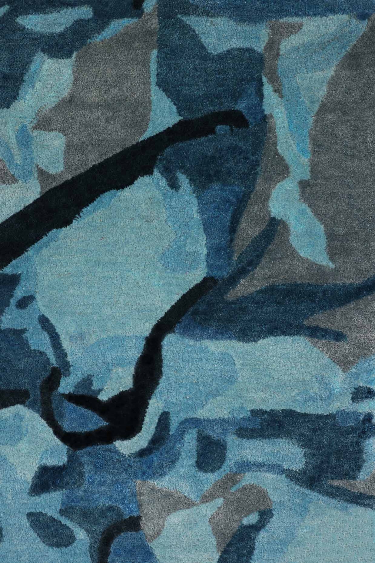 Reef Blue Bamboo Silk 4x6 feet Rectangle Rug - I MEAN DESIGN