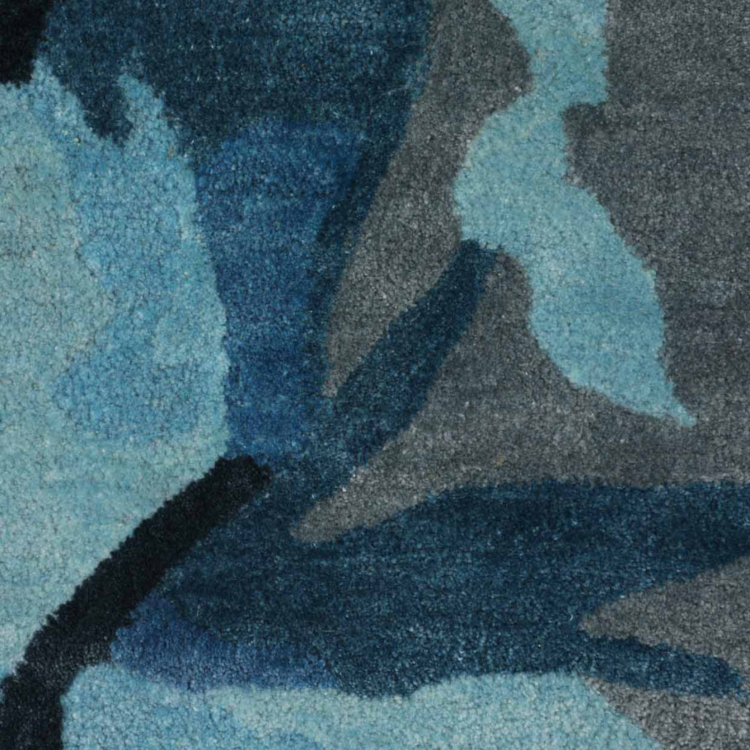 Reef Blue Bamboo Silk 4x6 feet Rectangle Rug - I MEAN DESIGN