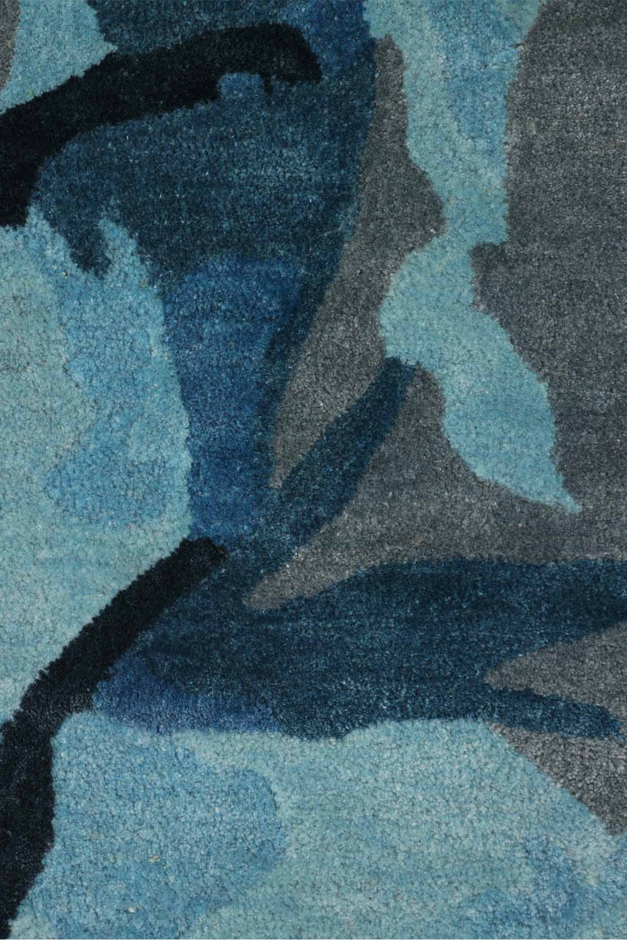 Reef Blue Bamboo Silk 4x6 feet Rectangle Rug - I MEAN DESIGN