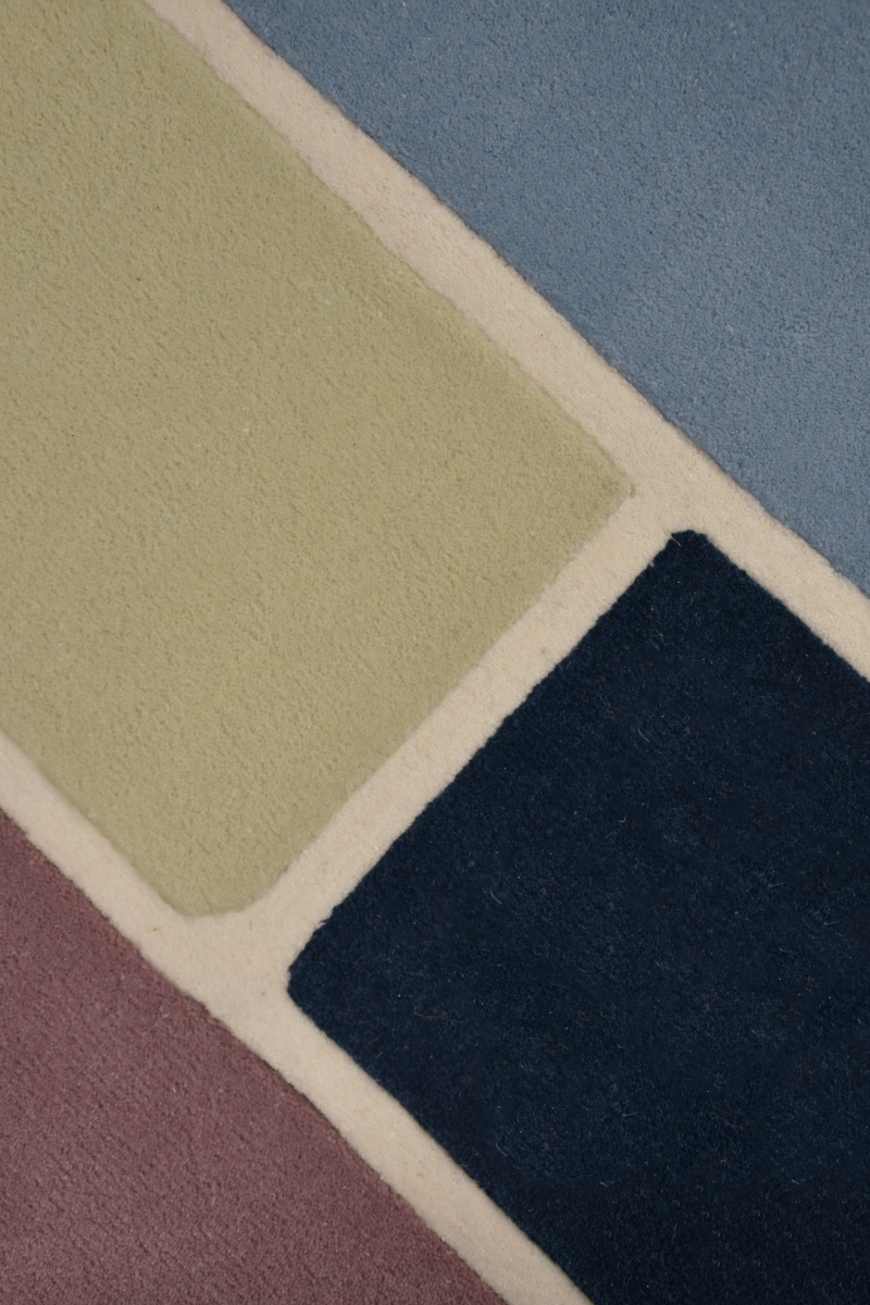 Mosaic Multicolour Wool 5.4x6 feet Irregular Rug - I MEAN DESIGN