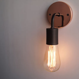 Copper Baseplate Black Wall Sconce - The Black Steel