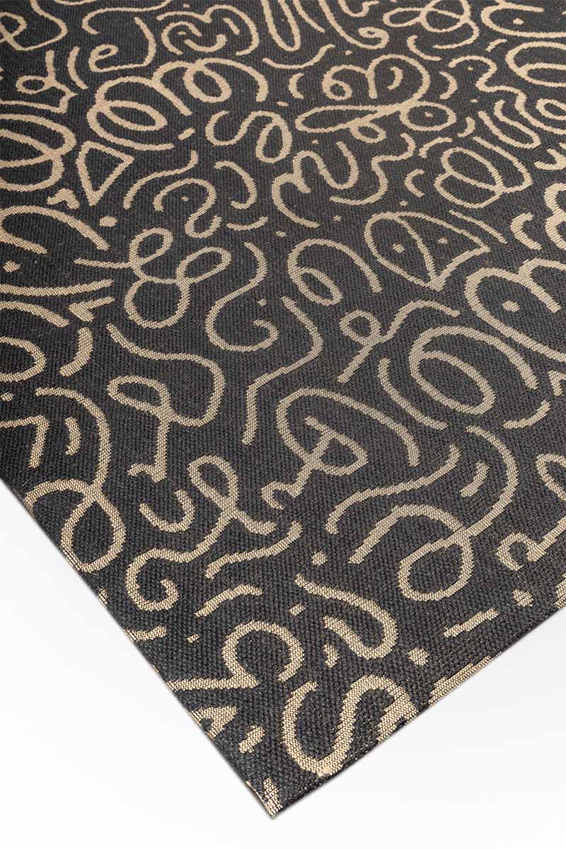 Doodle Flow Black natural Jute 6x9 feet Rectangle Rug - I MEAN DESIGN