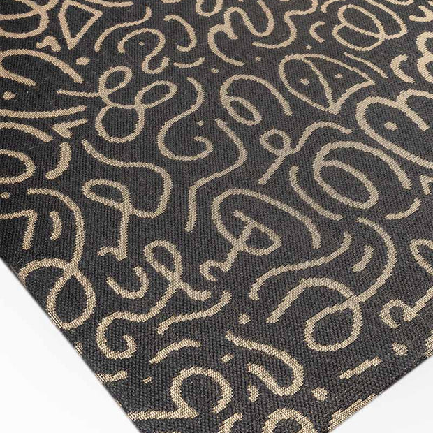 Doodle Flow Black natural Jute 6x9 feet Rectangle Rug - I MEAN DESIGN