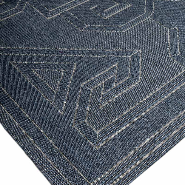 Titan Grid Blue Sisal 8x10 feet Rectangle Rug - I MEAN DESIGN