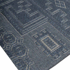 Geometric Blue Blue Sisal 6x9 feet Rectangle Rug - I MEAN DESIGN