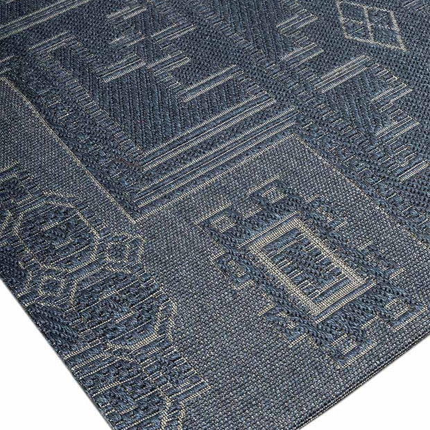 Geometric Blue Blue Sisal 6x9 feet Rectangle Rug - I MEAN DESIGN
