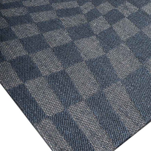 Checkered Illusion Blue Sisal 6x9 feet Rectangle Rug - I MEAN DESIGN