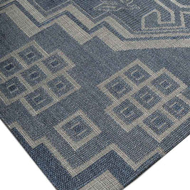 Modern Tribal Blue Sisal 6x9 feet Rectangle Rug - I MEAN DESIGN
