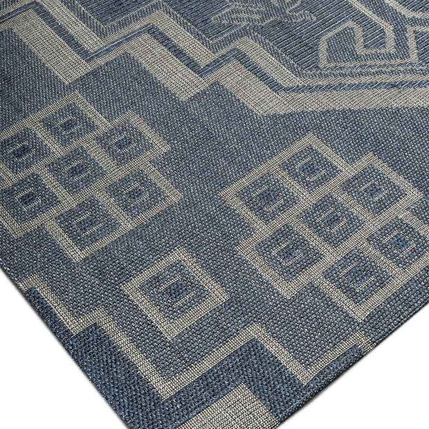 Modern Tribal Blue Sisal 6x9 feet Rectangle Rug - I MEAN DESIGN