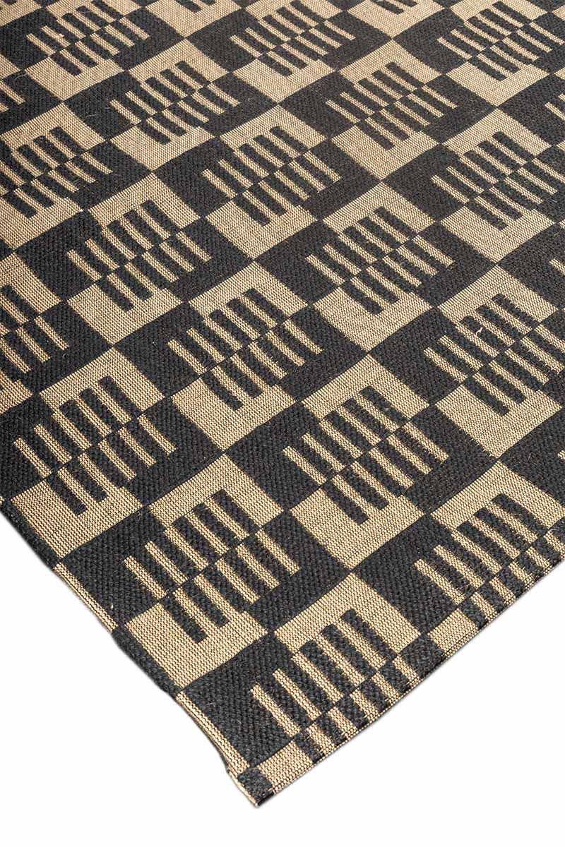 Optic Grid Black natural Jute 6x9 feet Rectangle Rug - I MEAN DESIGN