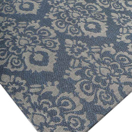 Phulkari Blue Sisal 8x10 feet Rectangle Rug - I MEAN DESIGN