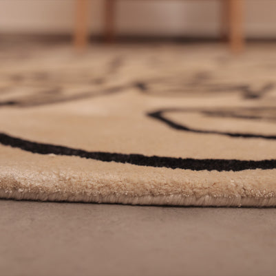 Circle Society White & Black Wool Viscose 6x6 feet Round Rug - I MEAN DESIGN