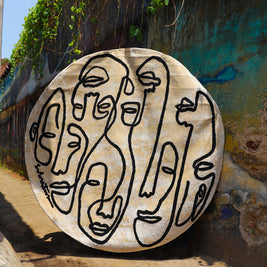 Circle Society White & Black Wool Viscose 6x6 feet Round Rug - I MEAN DESIGN