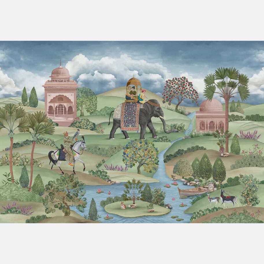 Shaan, Indian Scenic Design Customised Wallpaper for Rooms - I MEAN DESIGN