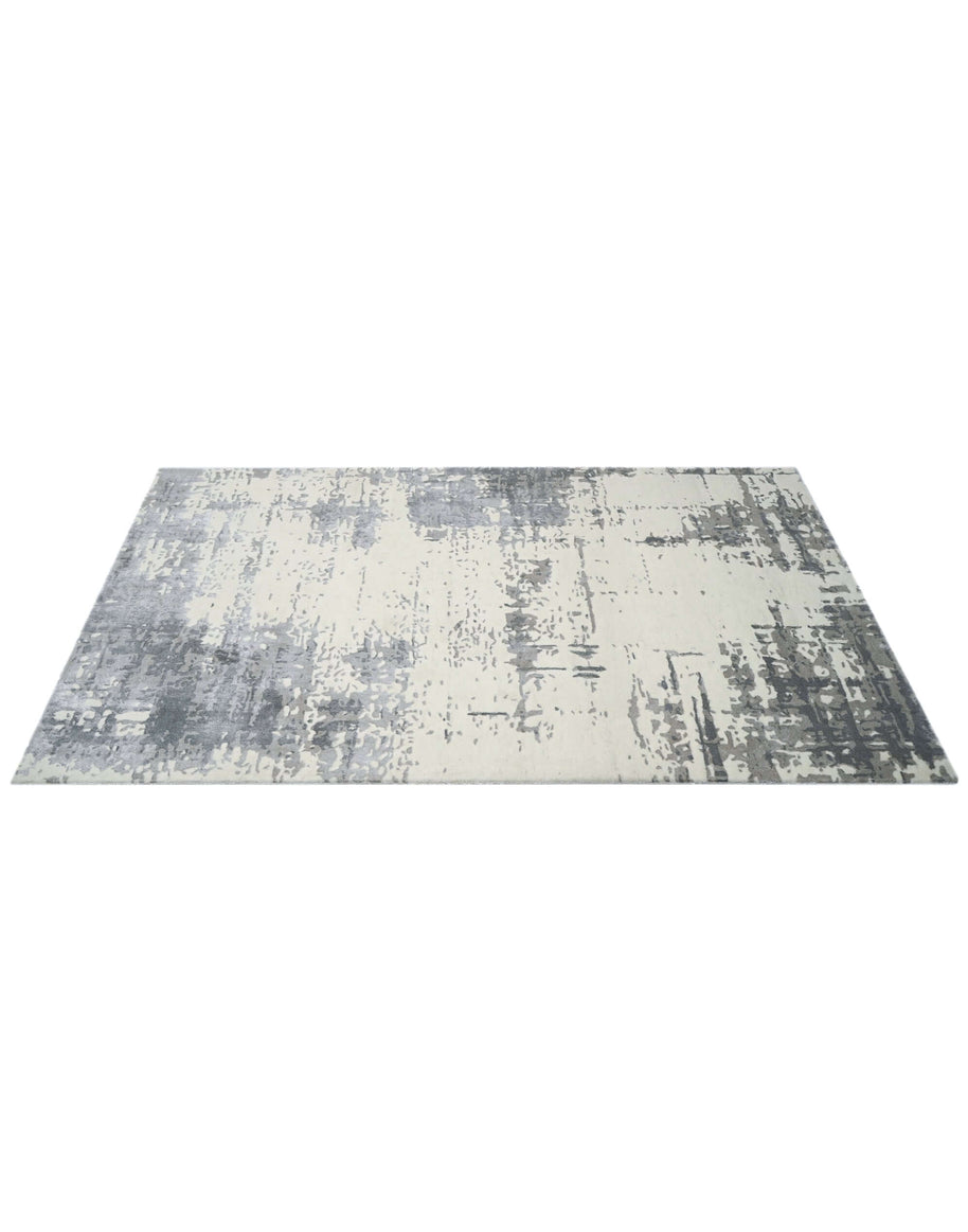 I N A V I luxury handmade rug by Cherom, modern grey rug, New Zealand wool.
