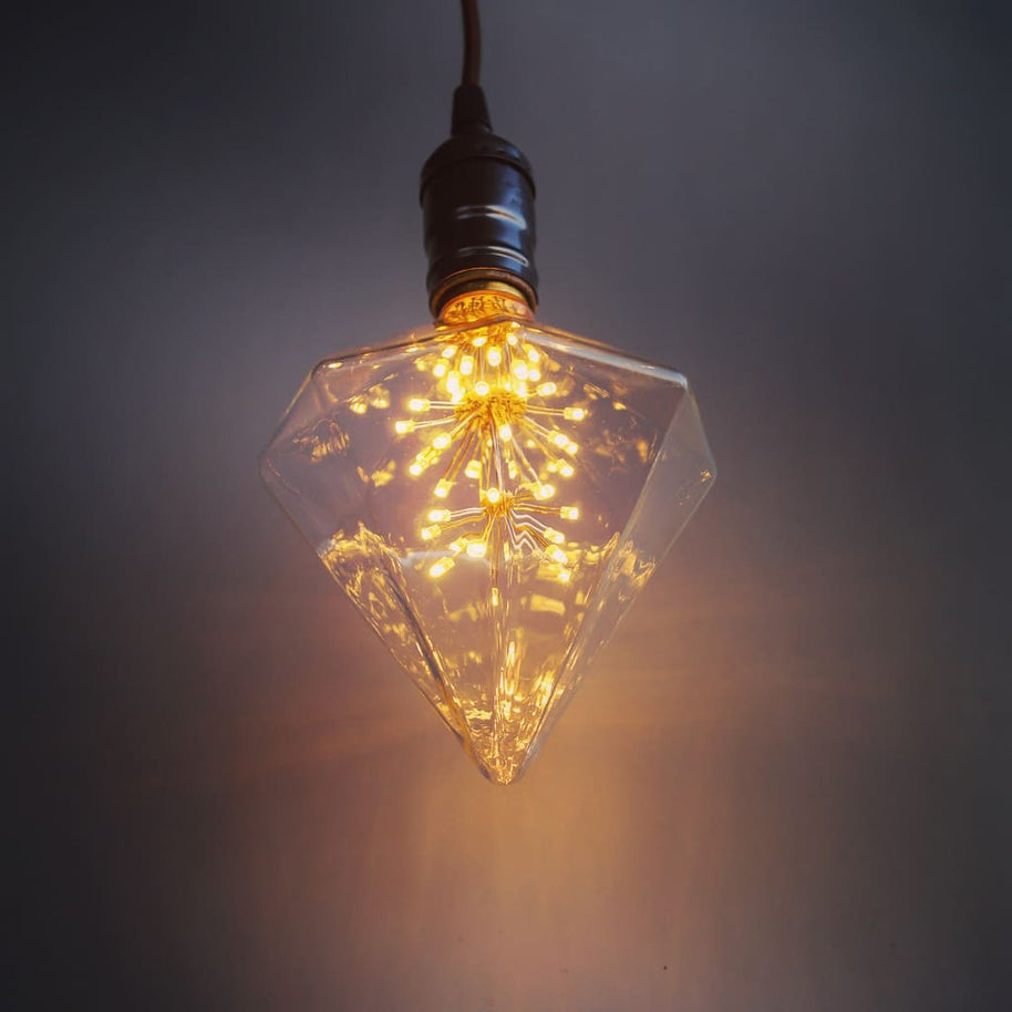 D120 Diamond Shape LED Starry Light Filament Bulb - The Black Steel