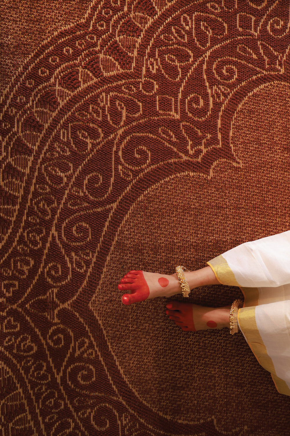 Dharpana Maroon & Gold Sisal 6x9 feet Rectangle Rug - I MEAN DESIGN