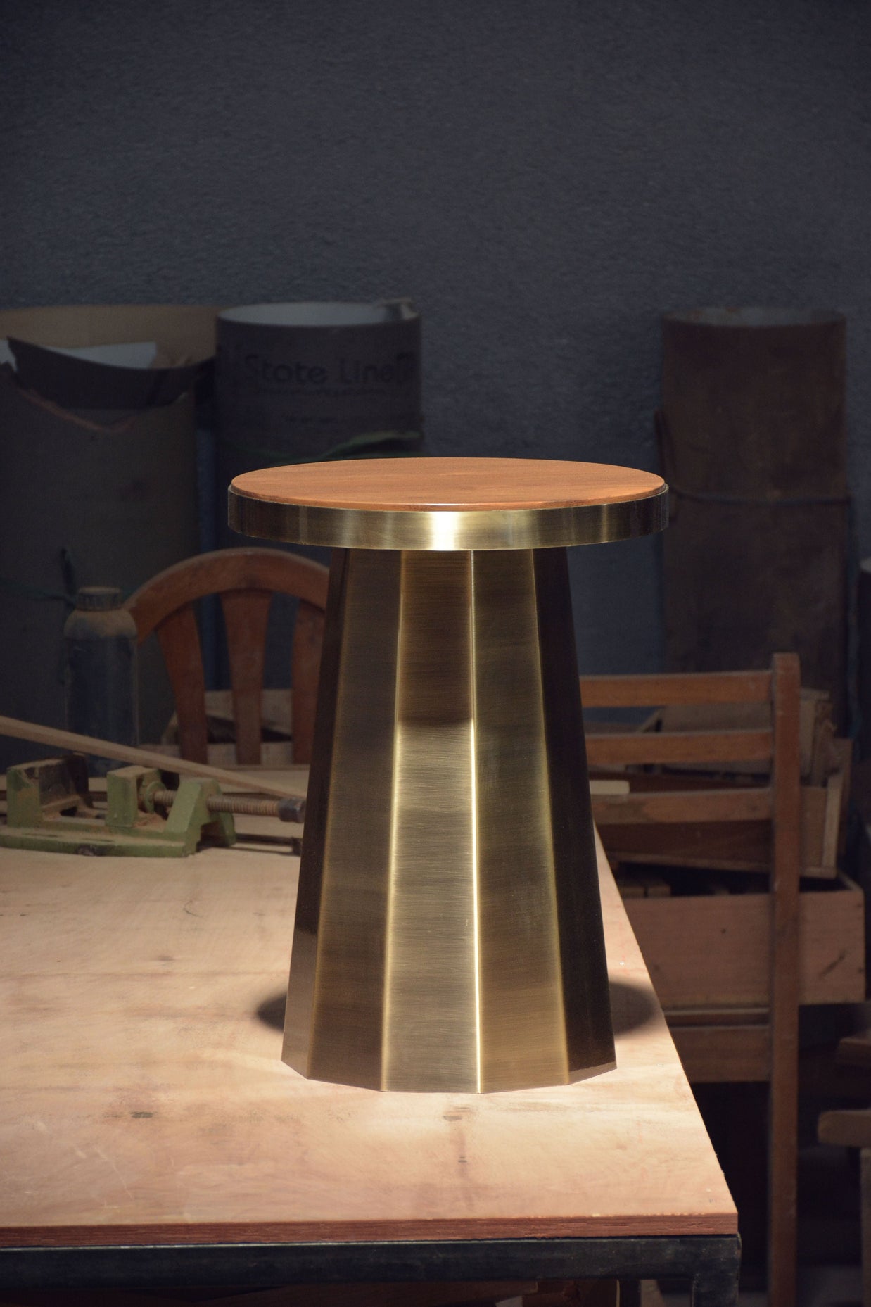 Slip Side Table Antique Brass