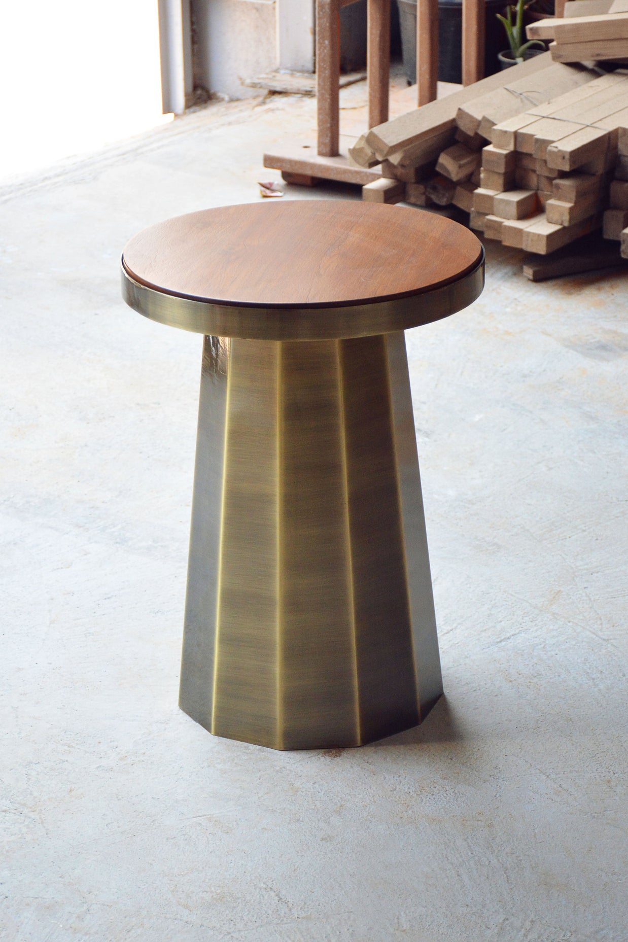 Slip Side Table Antique Brass