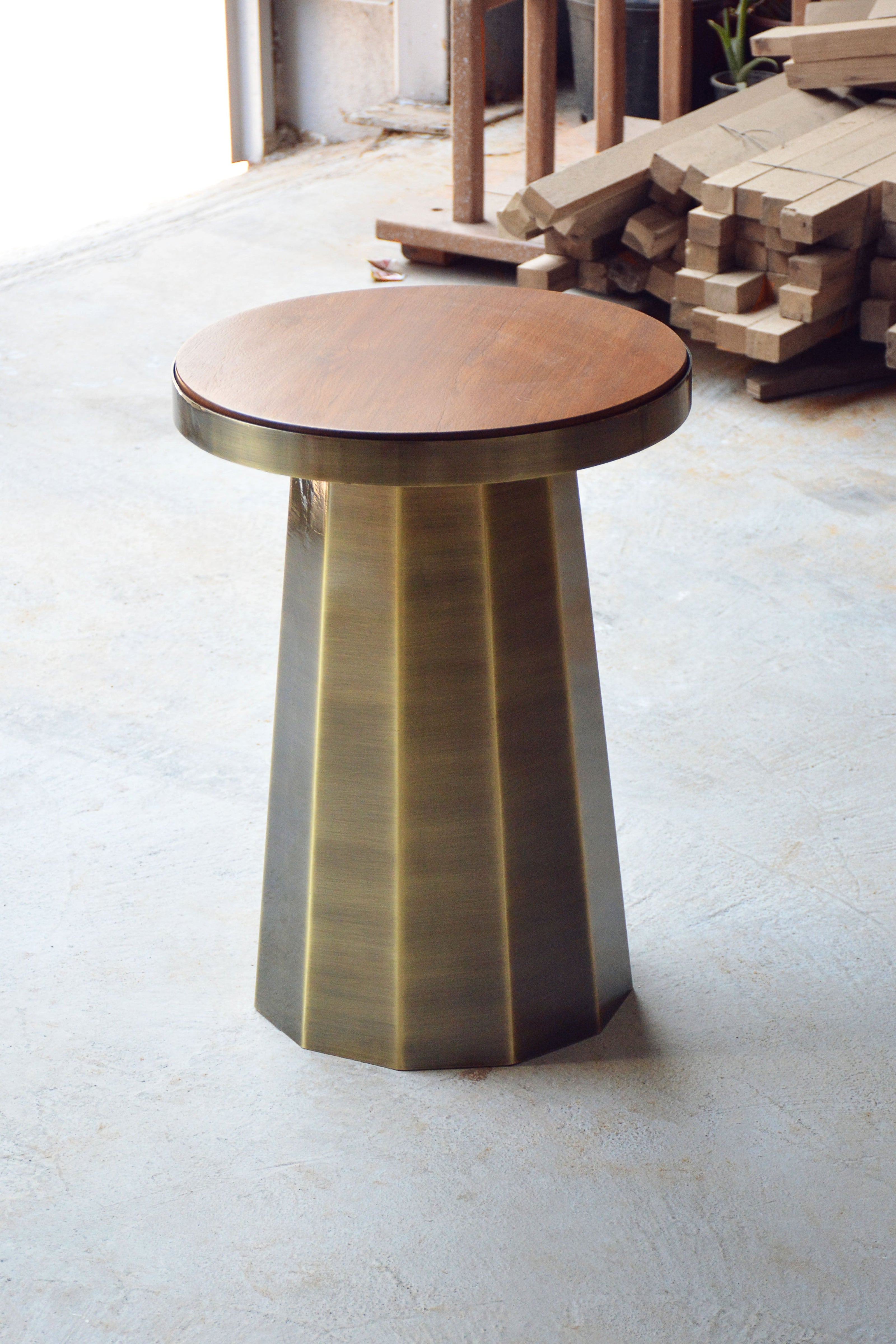 Slip Side Table Antique Brass