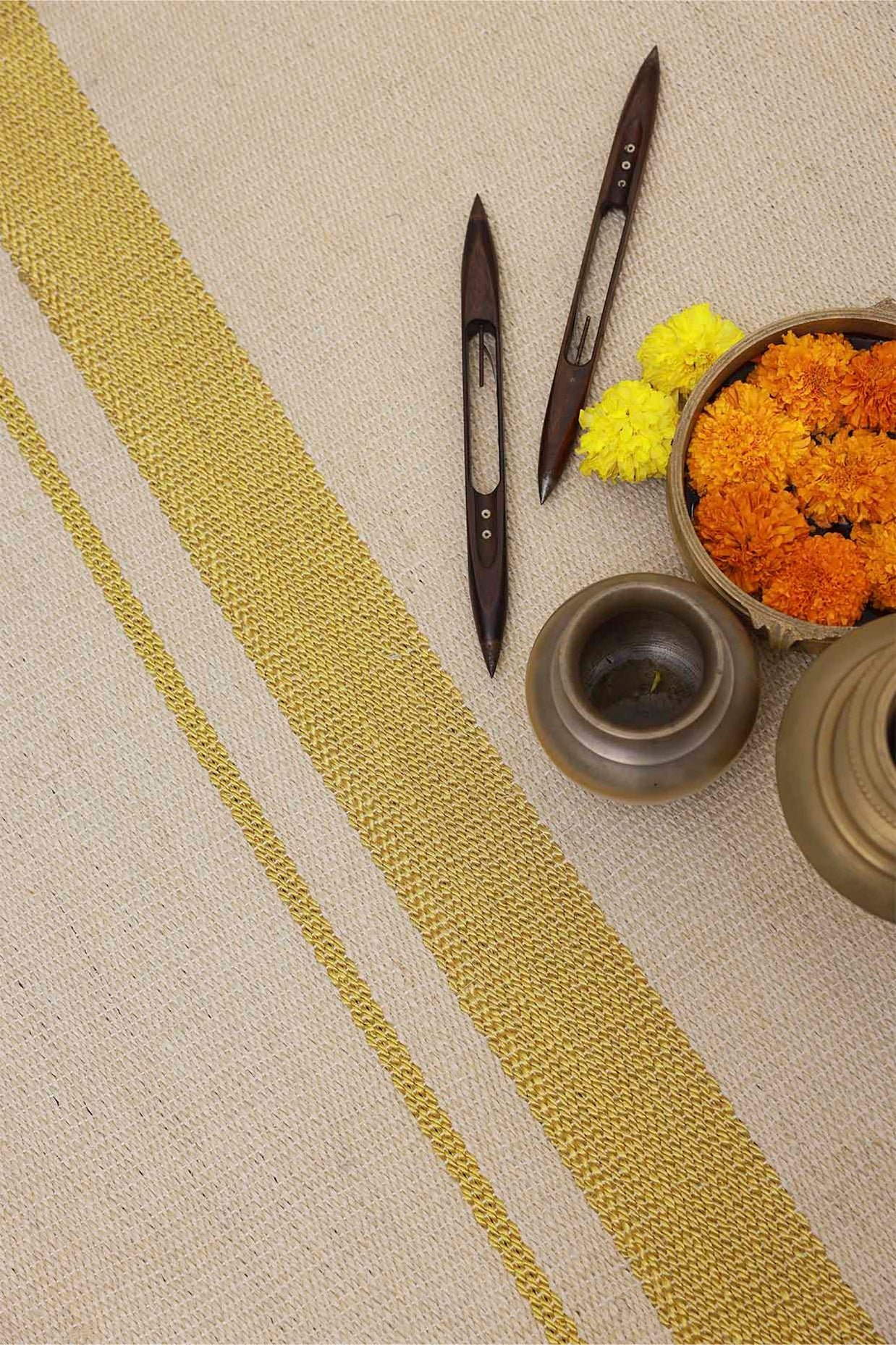 Chingam White & Gold Sisal 5x8 feet Rectangle Rug - I MEAN DESIGN