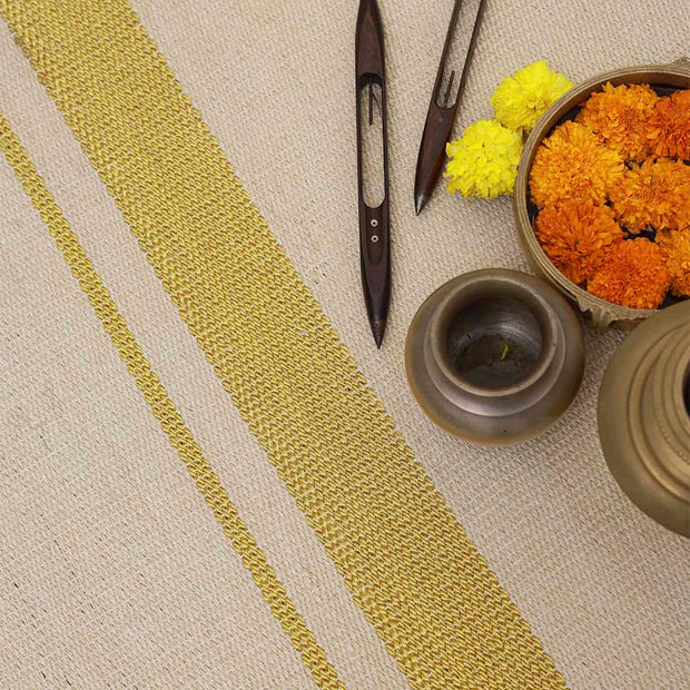 Chingam White & Gold Sisal 5x8 feet Rectangle Rug - I MEAN DESIGN