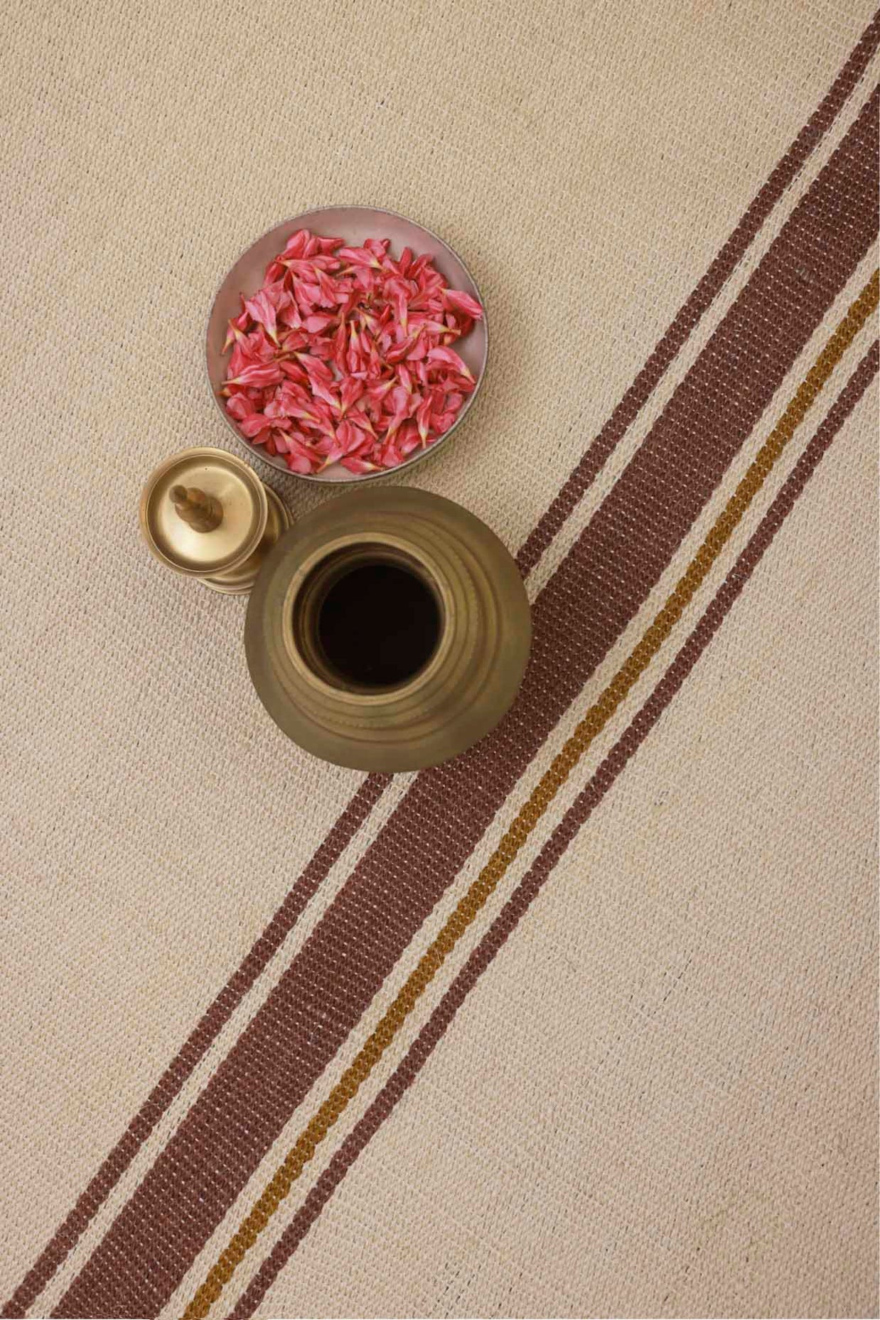 Makaram White & Brown Sisal 5x8 feet Rectangle Rug - I MEAN DESIGN