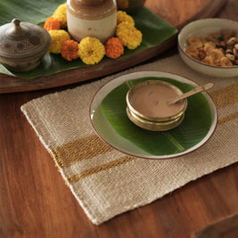 Kasavu mat White & Gold Sisal 33cm x 48cm Rectangle Rug - I MEAN DESIGN