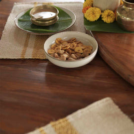 Kasavu mat White & Gold Sisal 33cm x 48cm Rectangle Rug - I MEAN DESIGN