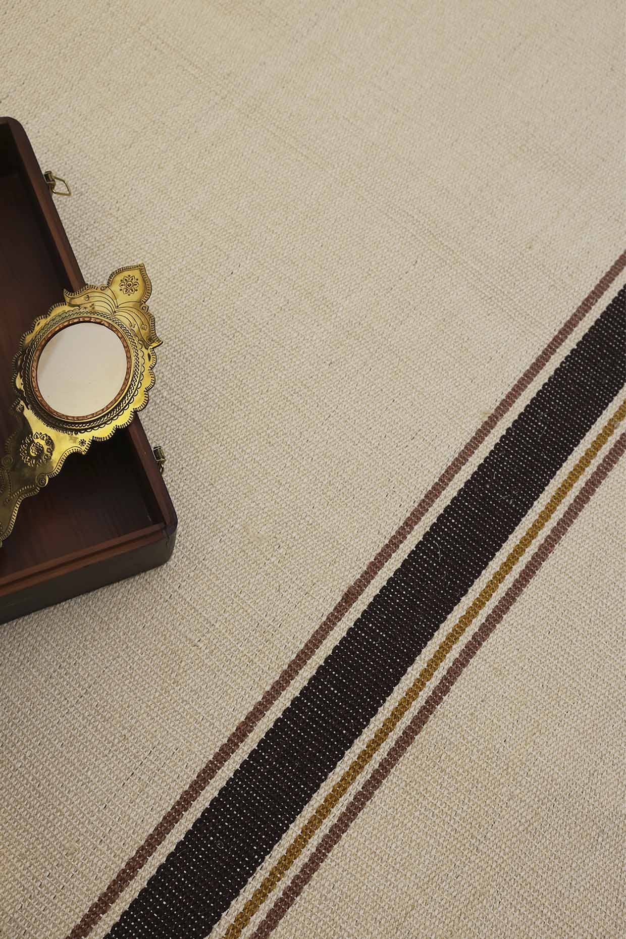 Meenam White Brown & Gold Sisal 6x9 feet Rectangle Rug - I MEAN DESIGN