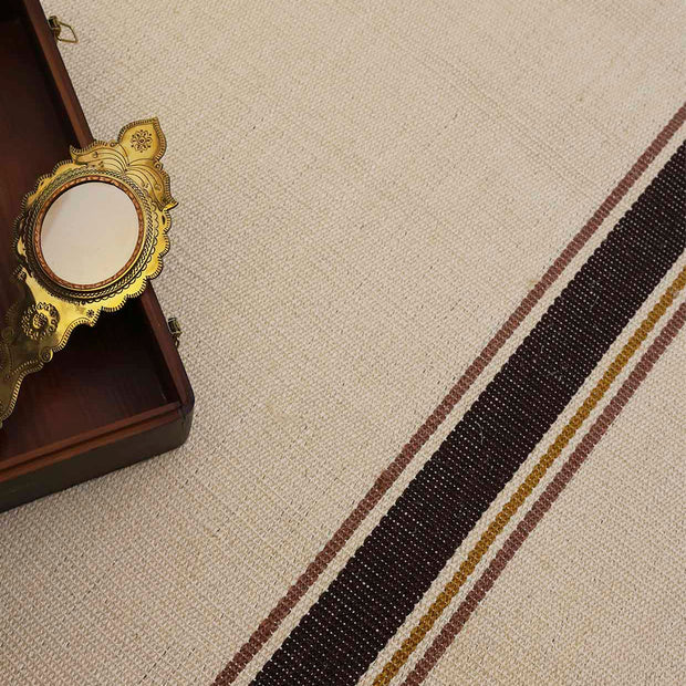 Meenam White Brown & Gold Sisal 6x9 feet Rectangle Rug - I MEAN DESIGN