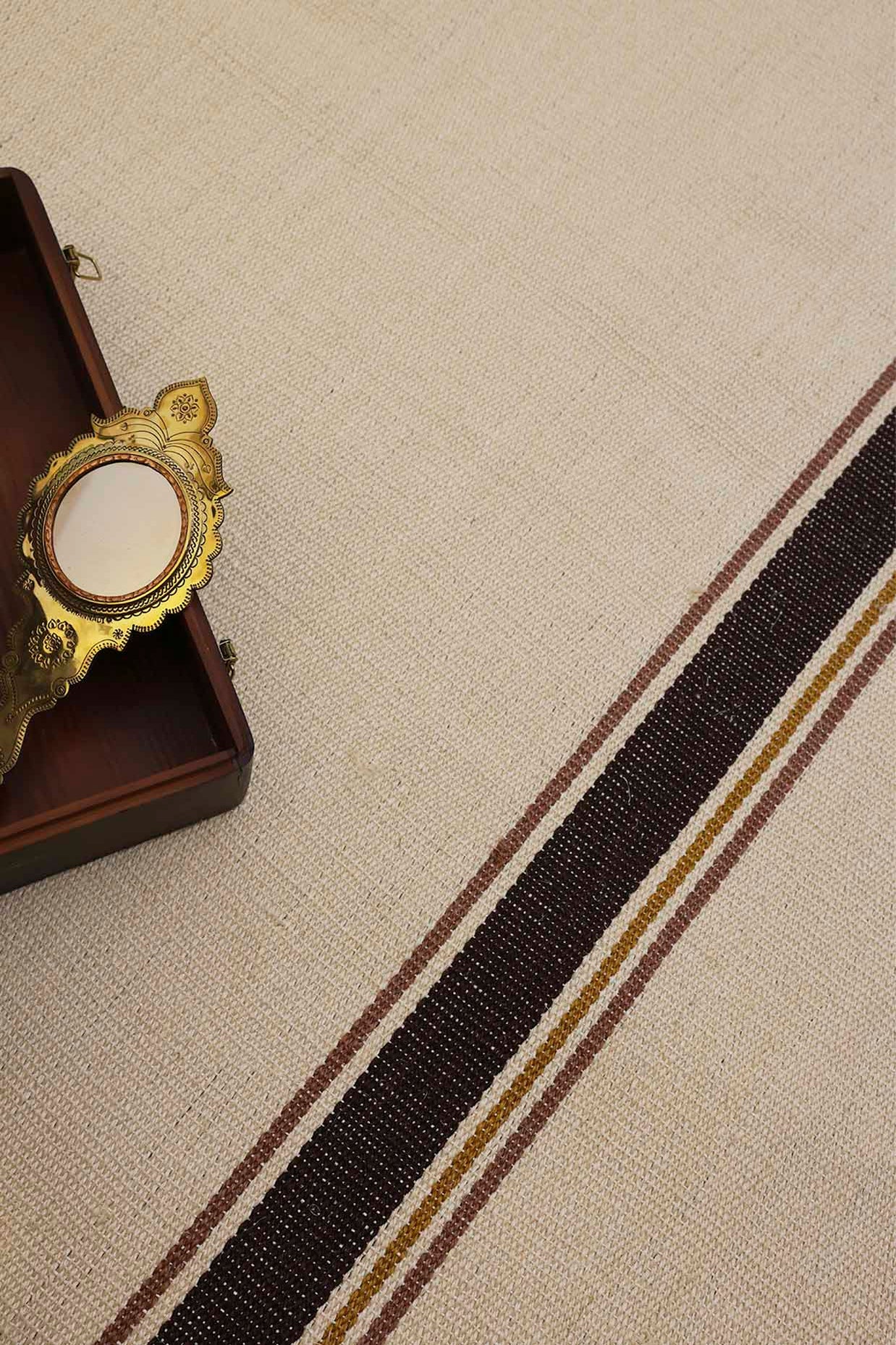 Meenam White & Brown Sisal 5x8 feet Rectangle Rug - I MEAN DESIGN