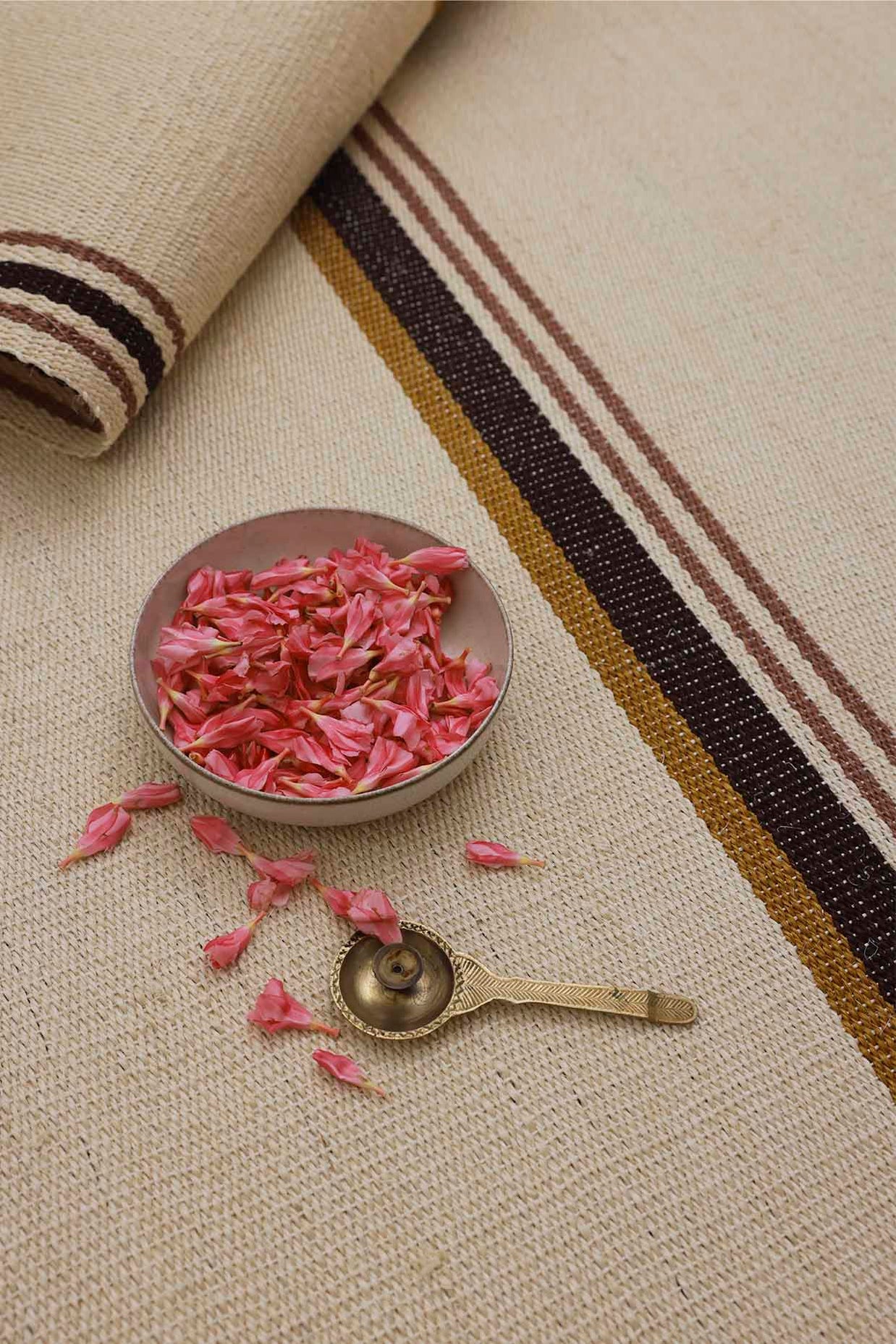 Midhunam White & Brown Sisal 5x8 feet Rectangle Rug - I MEAN DESIGN