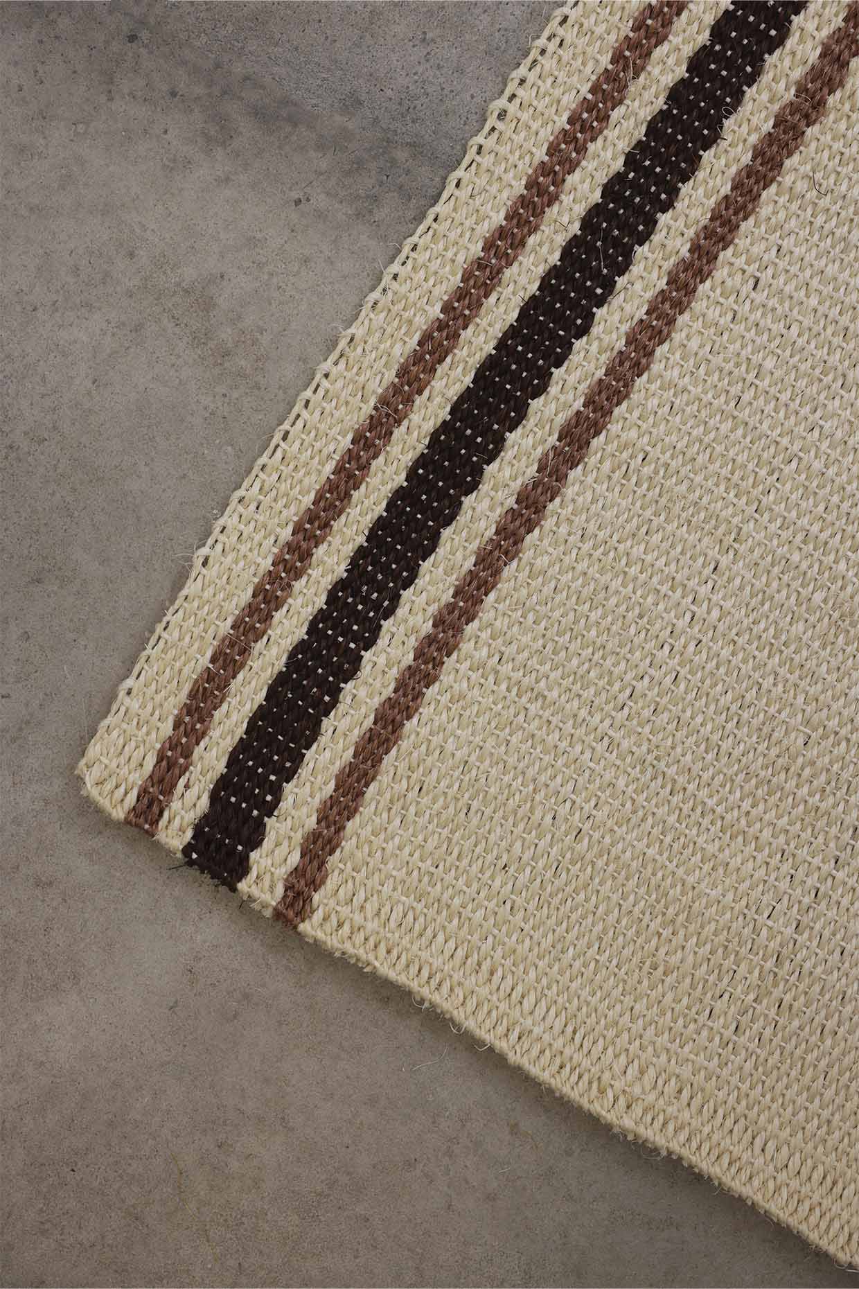 Midhunam White & Brown Sisal 5x8 feet Rectangle Rug - I MEAN DESIGN