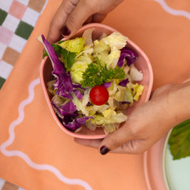 Top view of a handcrafted ceramic bowl for desserts and serving