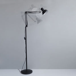 Flamingo Black Swing-Arm Minimal Decor LED Floor Lamp - The Black Steel