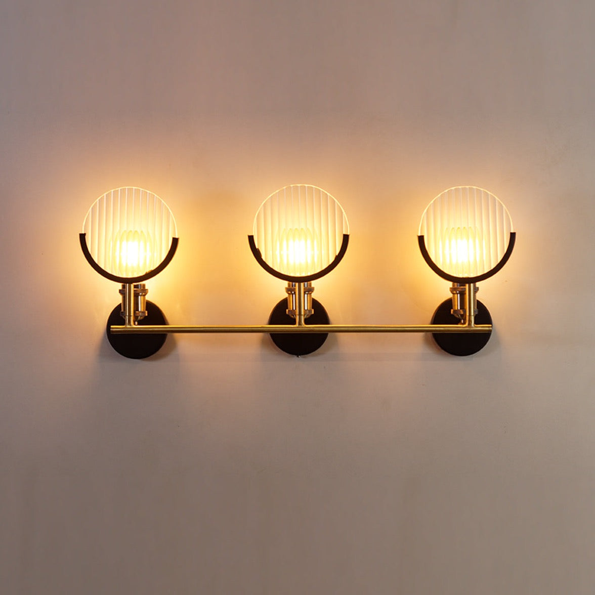 House of Royals Brass Wall Sconce With Fluted Glass