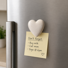 Heart White Ceramic Fridge Magnets (Set of 4) | Minimal Decorative Refrigerator Magnets | ArteCasa - https://artecasa.in/